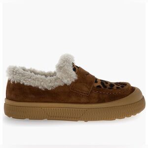 NWT VOILE BLANCHE PAN Genuine Shearling Loafer in Brown